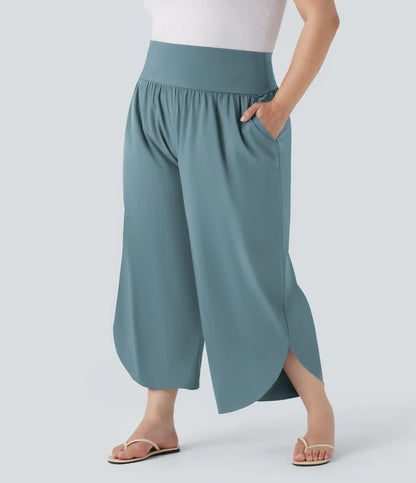 Plus Size Breezeful™ High Waisted Tummy Control Hem Quick Dry Pants with Pockets
