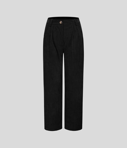 Mid Rise Zipper Pocket Corduroy Casual Pants