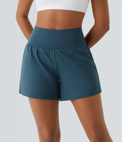 SoftlyZero™ Airy Super High Waisted 2-in-1 InstantCool Yoga Shorts 5'' with Pockets-Longer Length