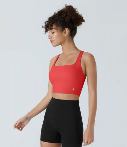 SoftlyZero™ Airy Square Neck Backless Crisscross Cropped InstantCool Yoga Tank Top