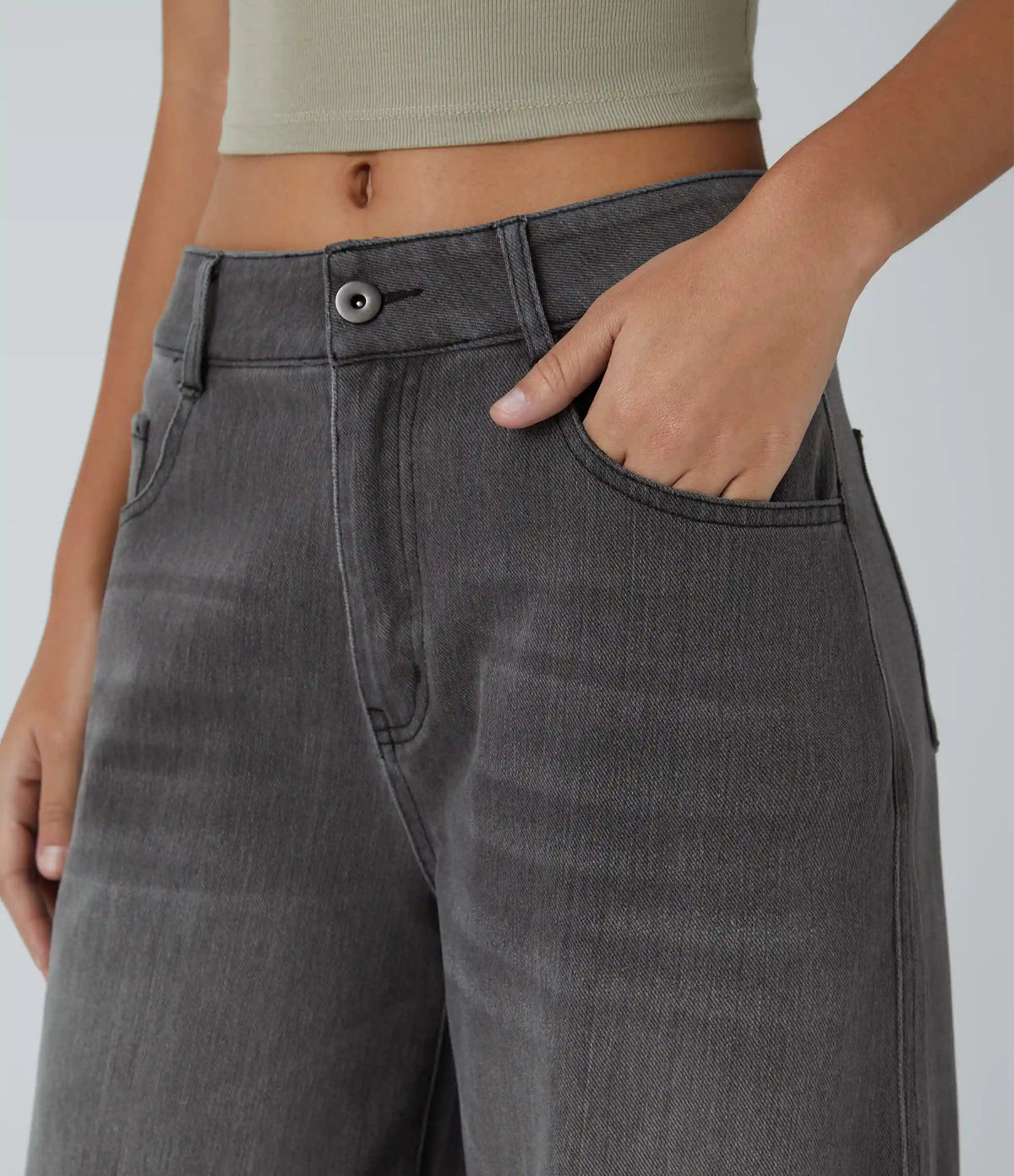 Halara Flex™ Low Rise Zipper Pockets Barrel Leg Casual Jeans
