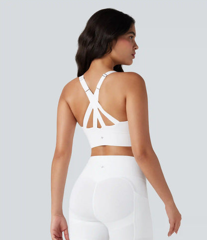 SpeedWave™ Medium Support Push Up Zipper Adjustable Buckle Quick Dry Running Sports Bra DD-F Cups