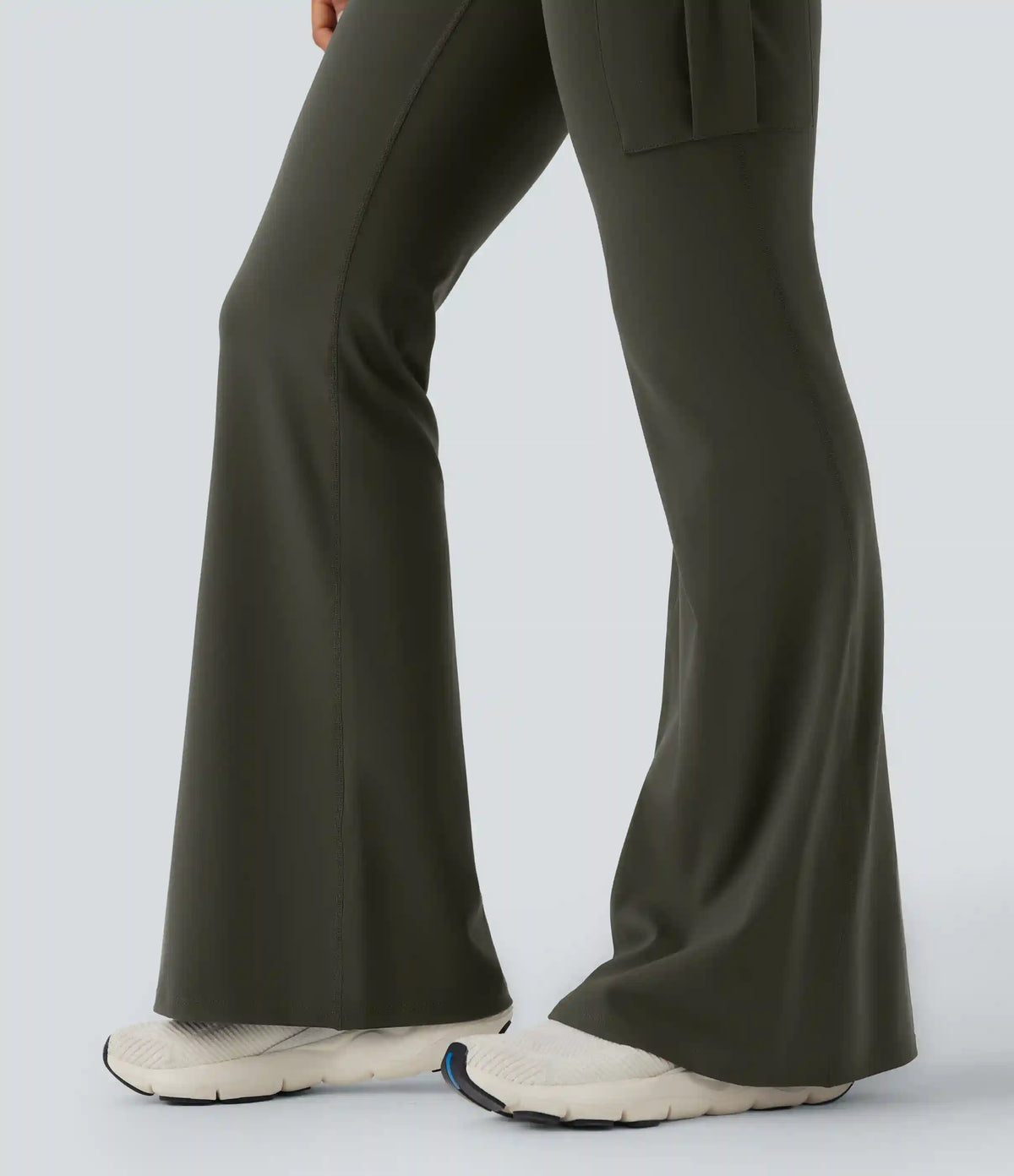 DayStretch High Waisted Tummy Control Ruched Workout Flare Pants with Pockets