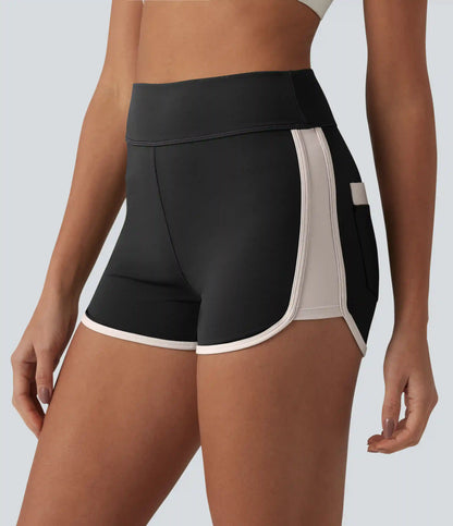 SoftlyZero™ Airy High Waisted Color Block InstantCool Workout Shorts 2.5'' with Pockets