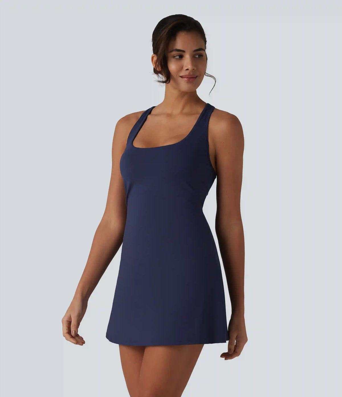 SoftlyZero™ Airy Crisscross Racerback Breathable Mesh 2-piece Built-in Bra InstantCool Dance Active Dress with Pockets