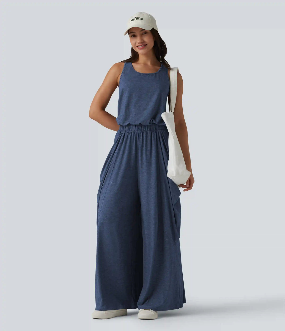 Sleeveless Cut Out Wide Leg Casual Jumpsuit with Pockets-Easy Peezy Edition