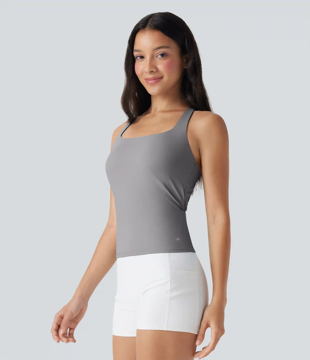 SoftlyZero™ Airy Square Neck Cropped InstantCool Running Tank Top-Longer Length