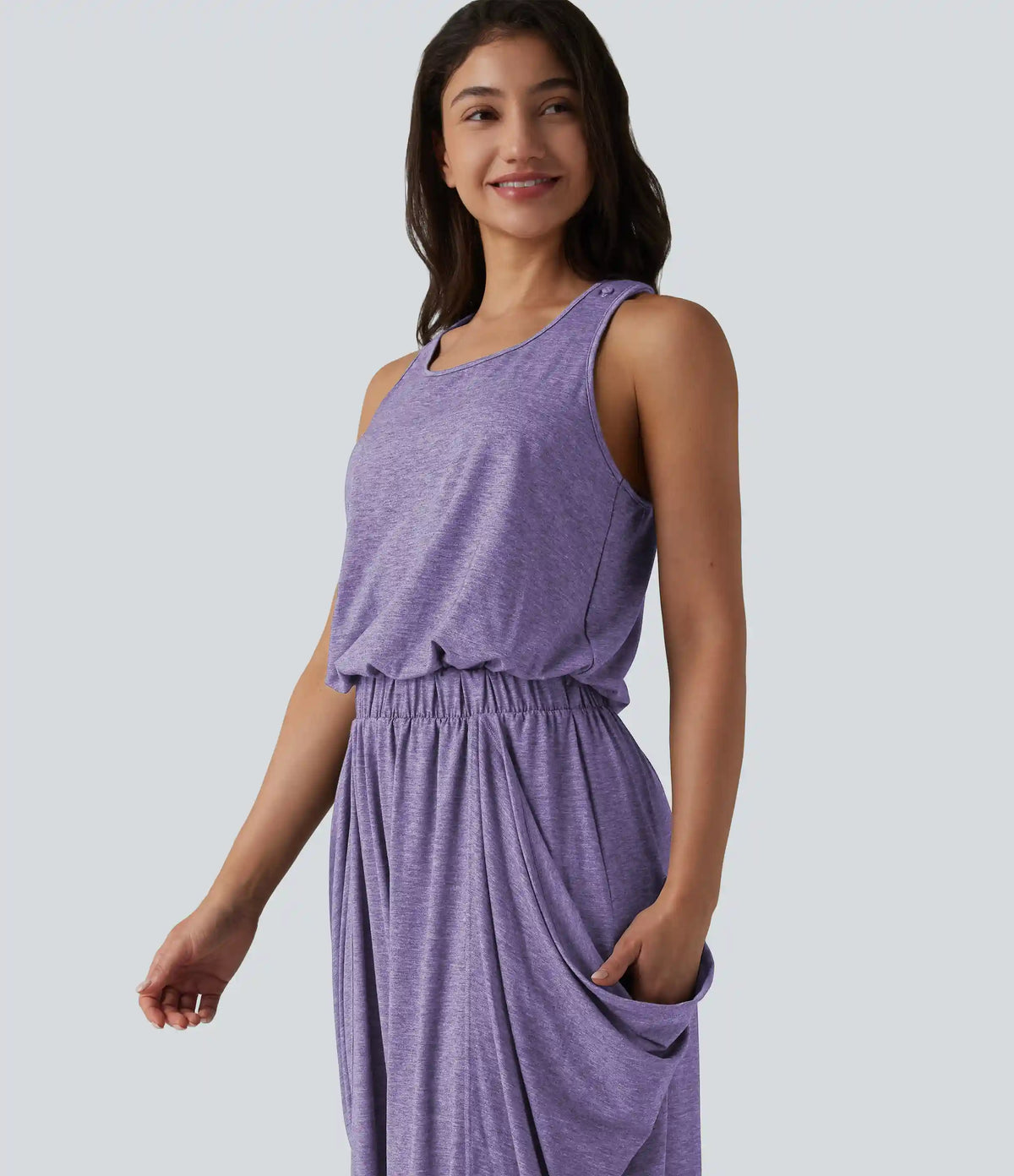 Sleeveless Cut Out Wide Leg Casual Jumpsuit with Pockets-Easy Peezy Edition