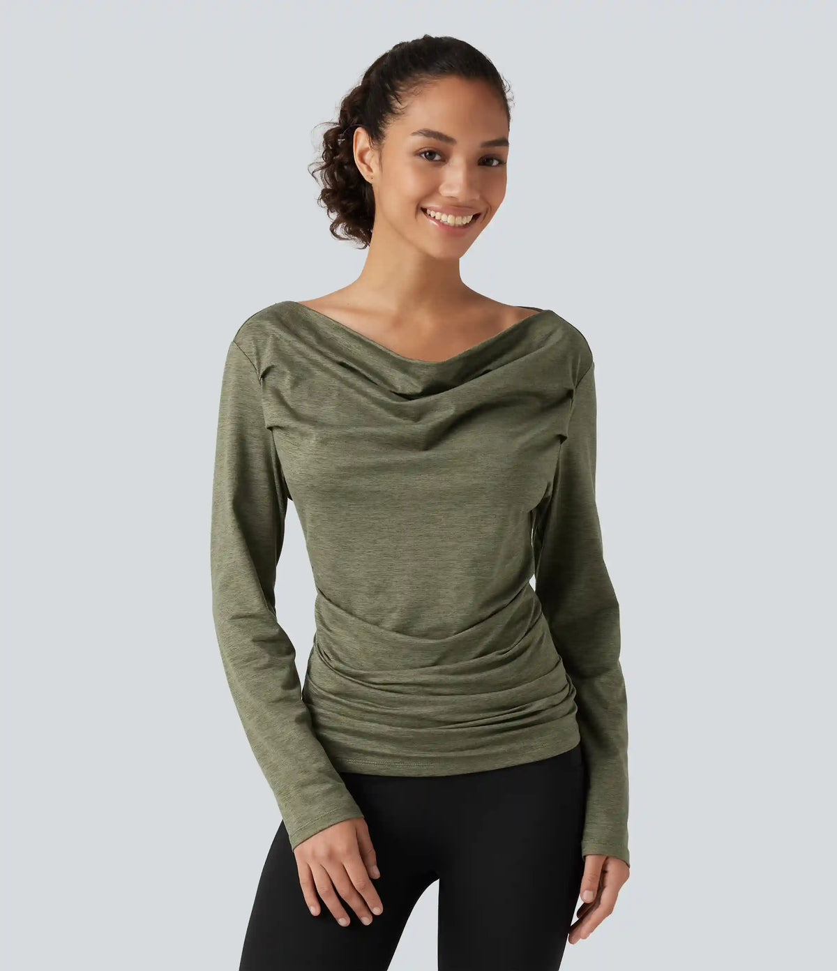 Off Shoulder Long Sleeve Yoga Sports Top