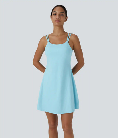 SoftlyZero™ Plush Double Straps 2-Piece Pocket Slip Dance Active Dress A-D Cups