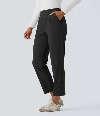 High Waisted Quick Dry Travel Tapered Pants with Pockets
