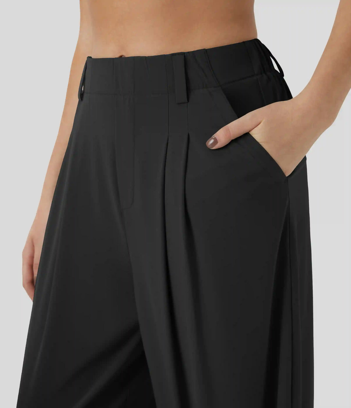 Breezeful™ High Waisted Pocket Wide Leg Baggy Flowy Solid Palazzo Quick Dry Casual Pants