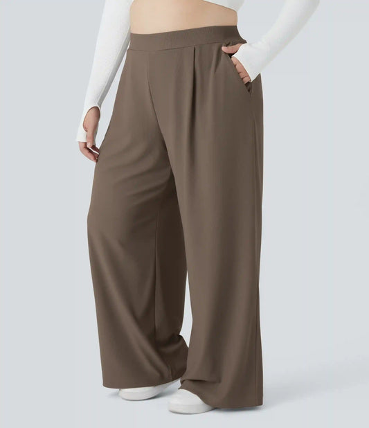 Halara Flex™ High Waisted Body Sculpt Waist-Slimming Pocket Wide Leg Micro Waffle Plus Size Work Pants