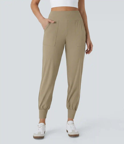 High Waisted Plain Pocket Casual Joggers