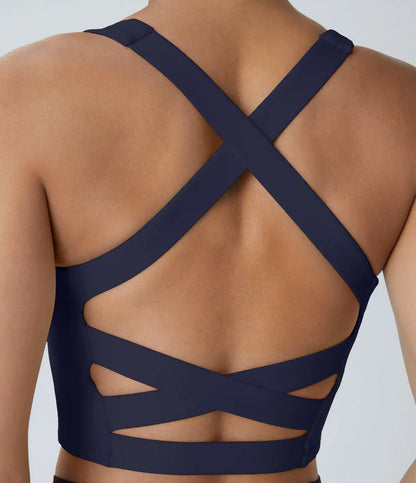 SoftlyZero™ Airy Square Neck Backless Crisscross Cropped InstantCool Yoga Tank Top