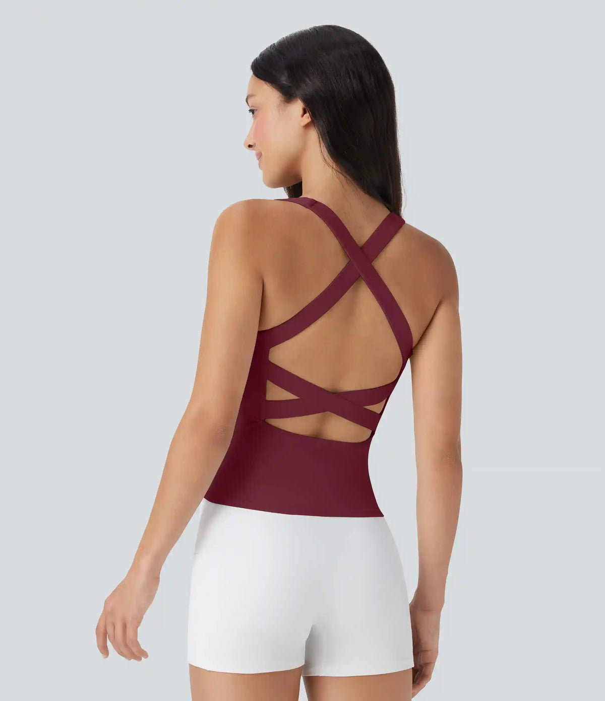 SoftlyZero™ Airy Square Neck Cropped InstantCool Running Tank Top-Longer Length
