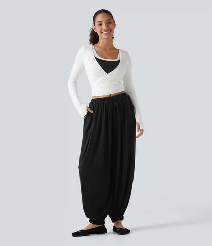 Mid Rise Drawstring Dance Joggers with Pockets