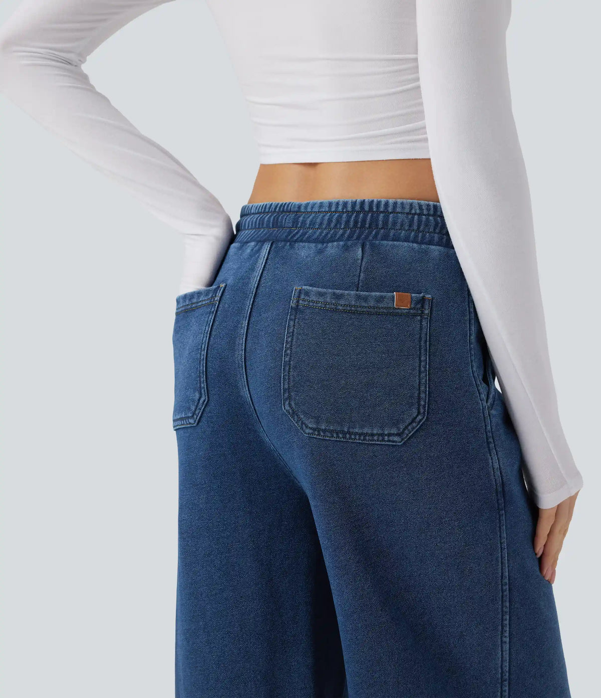 Halara Flex™ High Waisted Drawstring Split Straight Leg Casual French Terry Sweatpants Jeans with Pockets