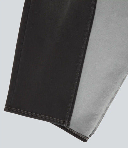 Mid Rise Asymmetric Straight Leg Fleece Casual Jeans with Pockets