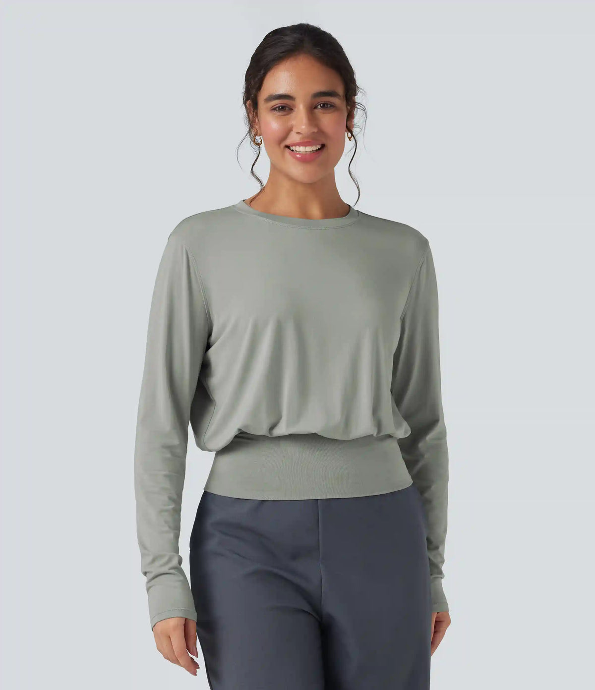 Round Neck Long Sleeve Work Top