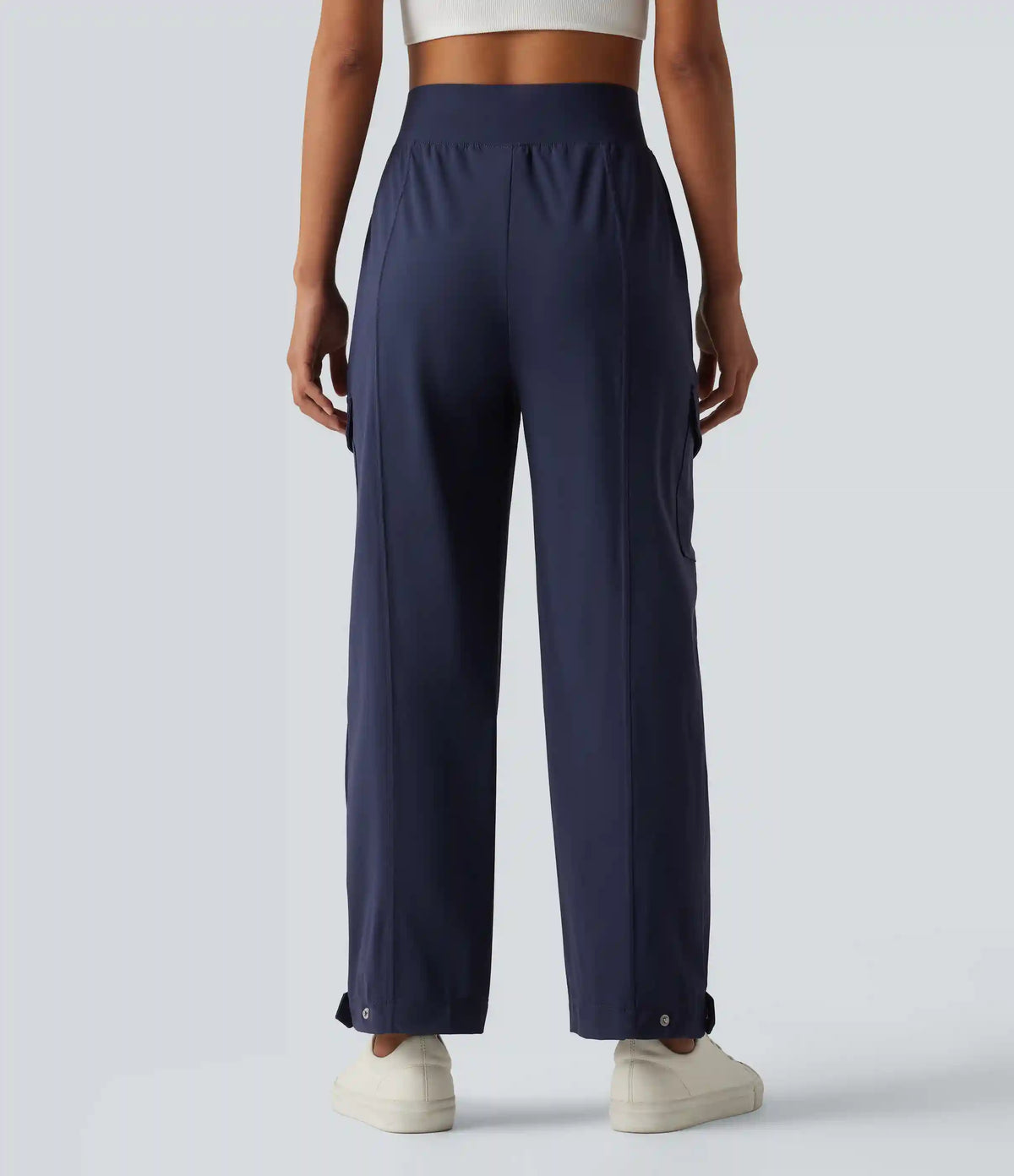 High Waisted Adjustable Hem Quick Dry InstantCool Casual Cargo Pants with Pockets-UPF40+