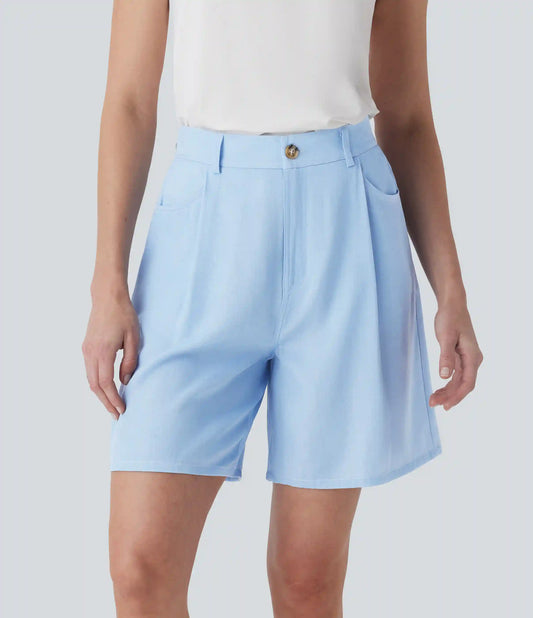 High Waisted Casual Bermuda Shorts with Pockets