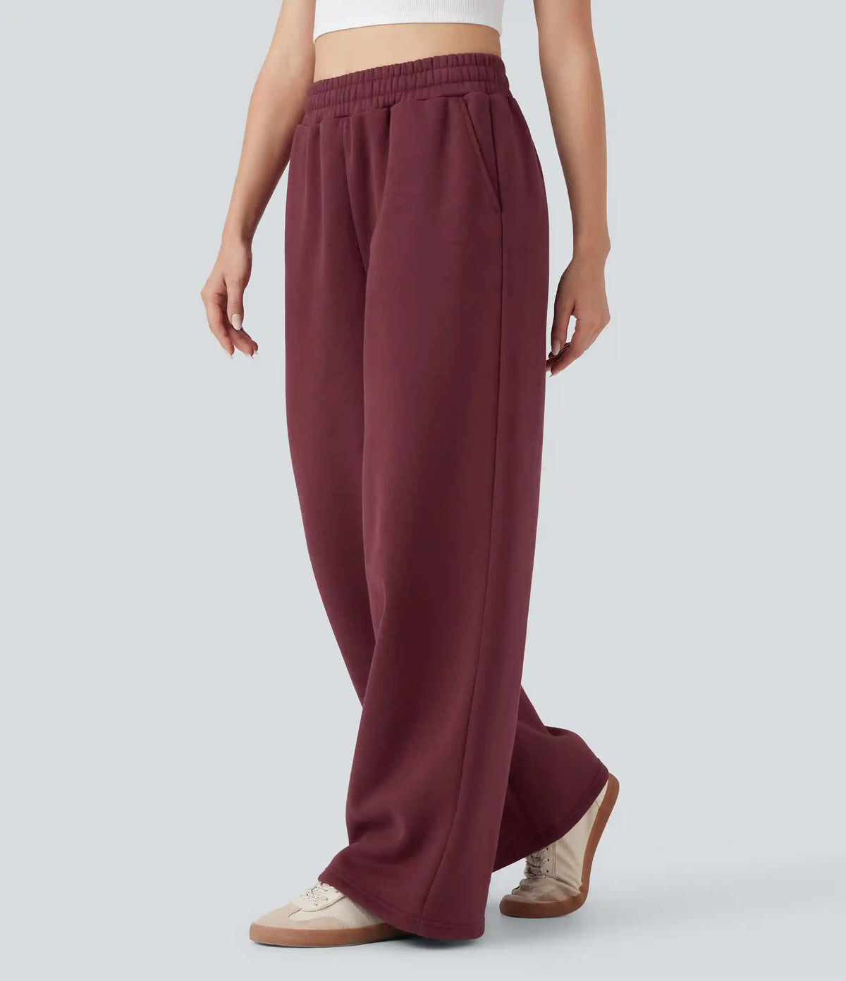 High-waisted Drawstring Fleece Casual Cotton Pants with Pockets