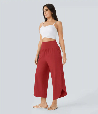 Breezeful™ High Waisted Tummy Control Split Hem Quick Dry Resort Pants with Pockets