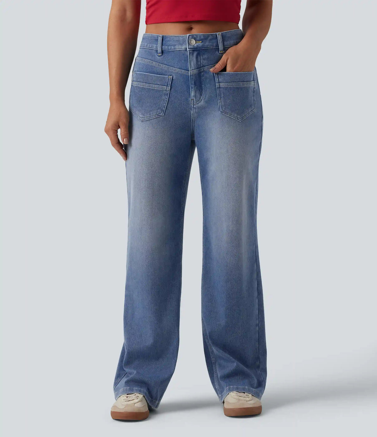 Halara Flex™ Mid Rise Straight Leg Casual Jeans with Pockets