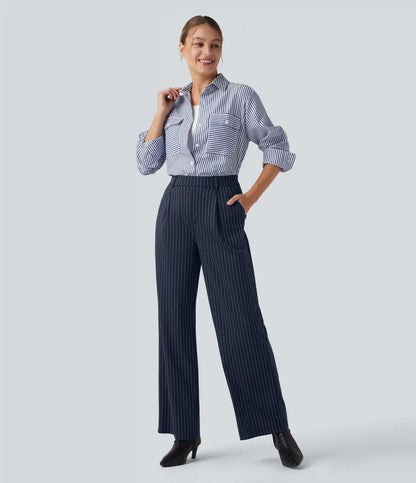 Halara Flex™ High Waisted Straight Leg InstantCool Stripe Work Pants with Pockets