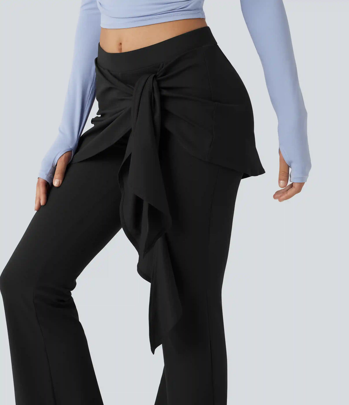 SoftlyZero™ Mid Rise Tie Front Flare Dance Leggings-UPF50+