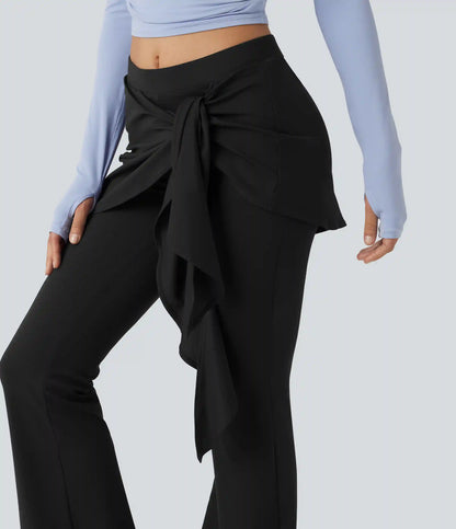 SoftlyZero™ Mid Rise Tie Front Flare Dance Leggings-UPF50+