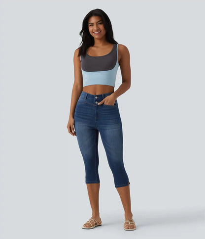 Halara Flex™ High Waisted Split Capri Casual Slim Jeans with Pockets