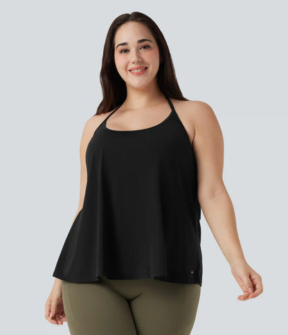 Plus Size SoftlyZero™ Airy Halter Draped InstantCool Yoga Sports Top