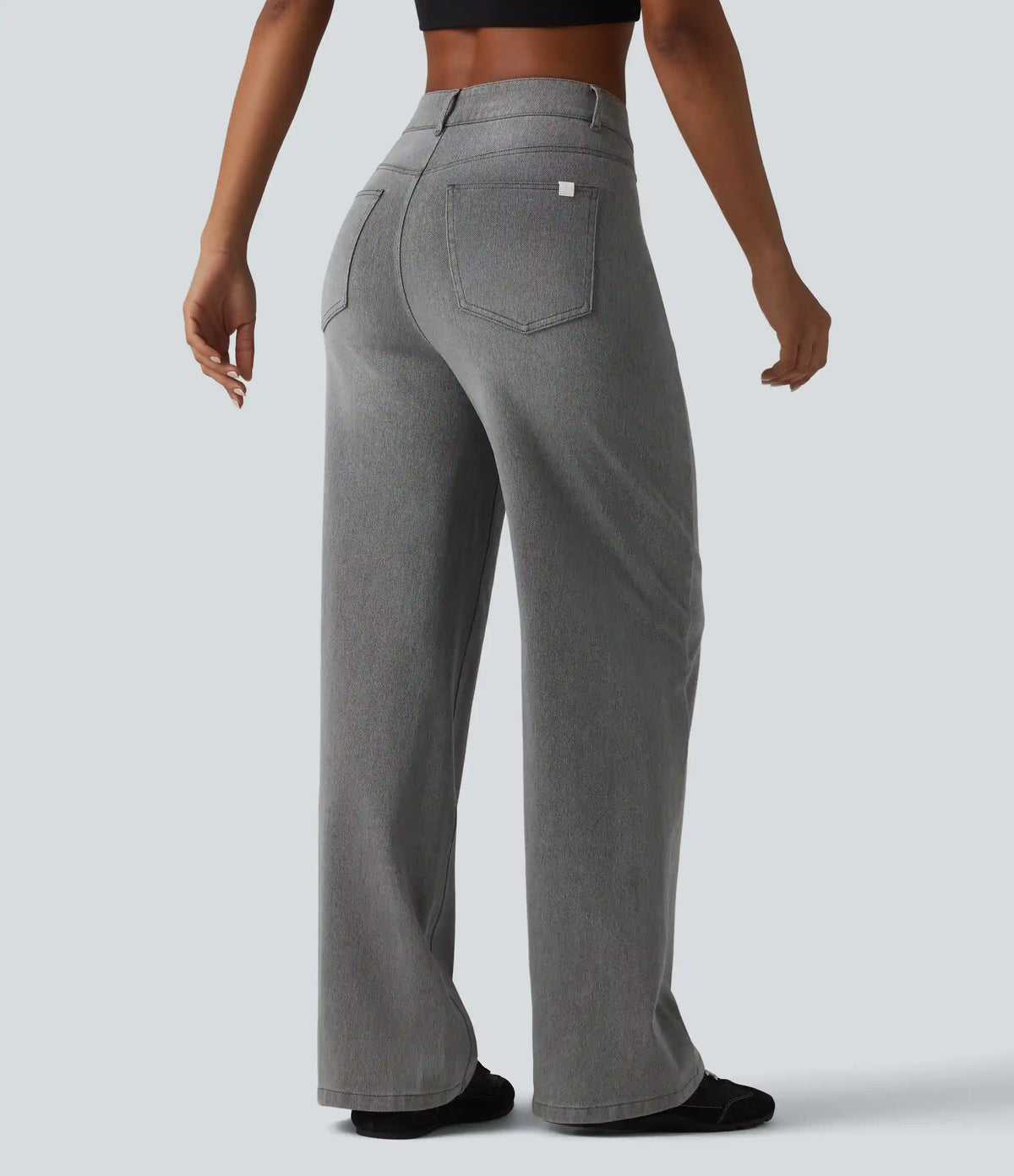 Halara Flex™ Asymmetric High Waisted Washed Casual Baggy Jeans with Pockets