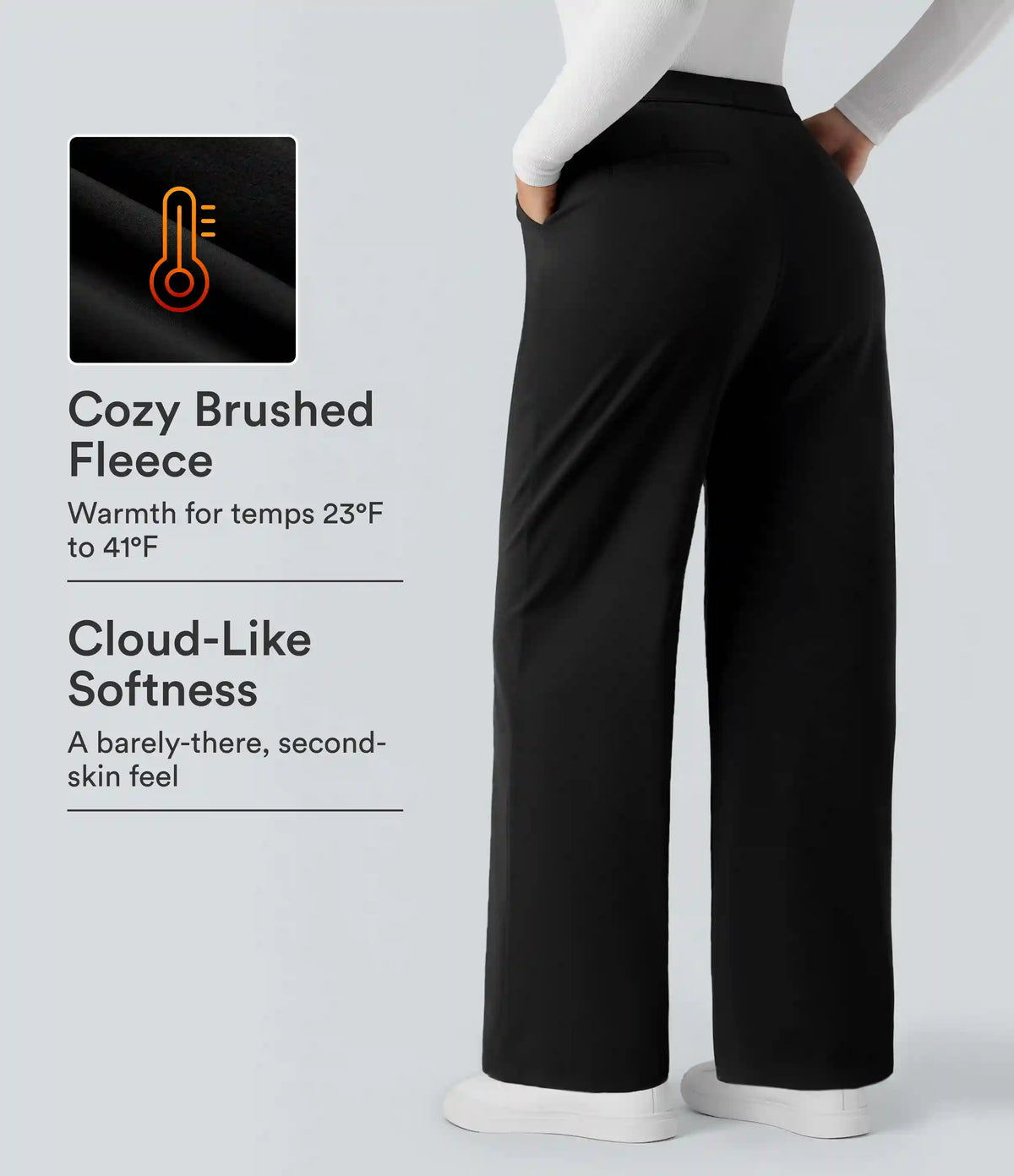 SoftlyZero™ Plush Thermal High Waisted Straight Leg Work Pants with Pockets
