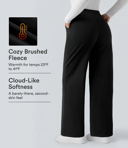 SoftlyZero™ Plush Thermal High Waisted Straight Leg Work Pants with Pockets