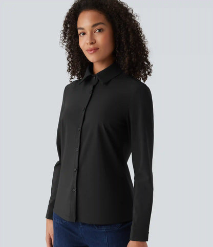 Wrinkle Recovery Collar Long Sleeve Quick Dry Work Shirt