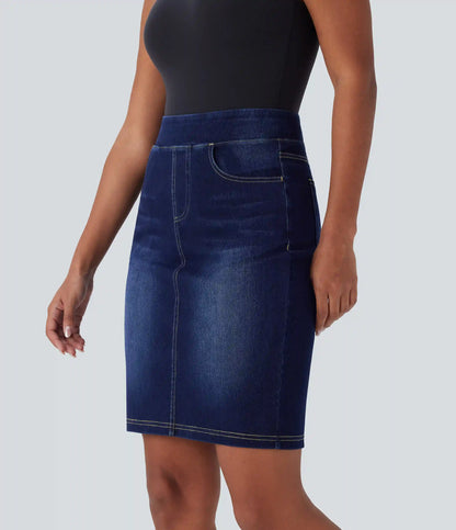 Halara Flex™ High Waisted Pockets Washed Denim Casual Skirt