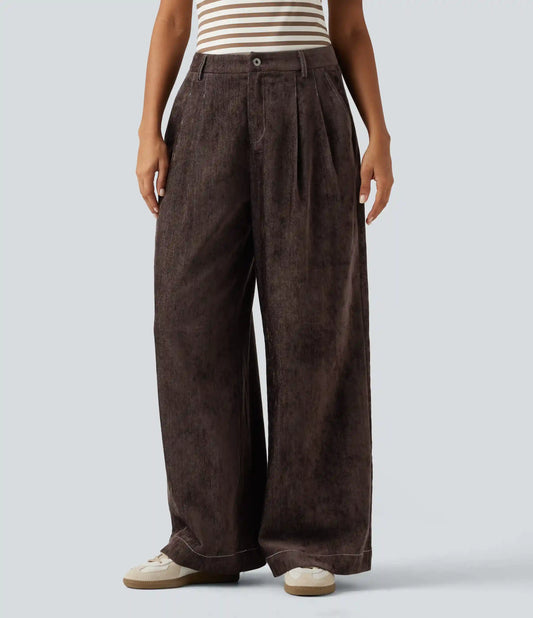 High Waisted Wide Leg Work Pant with Pockets