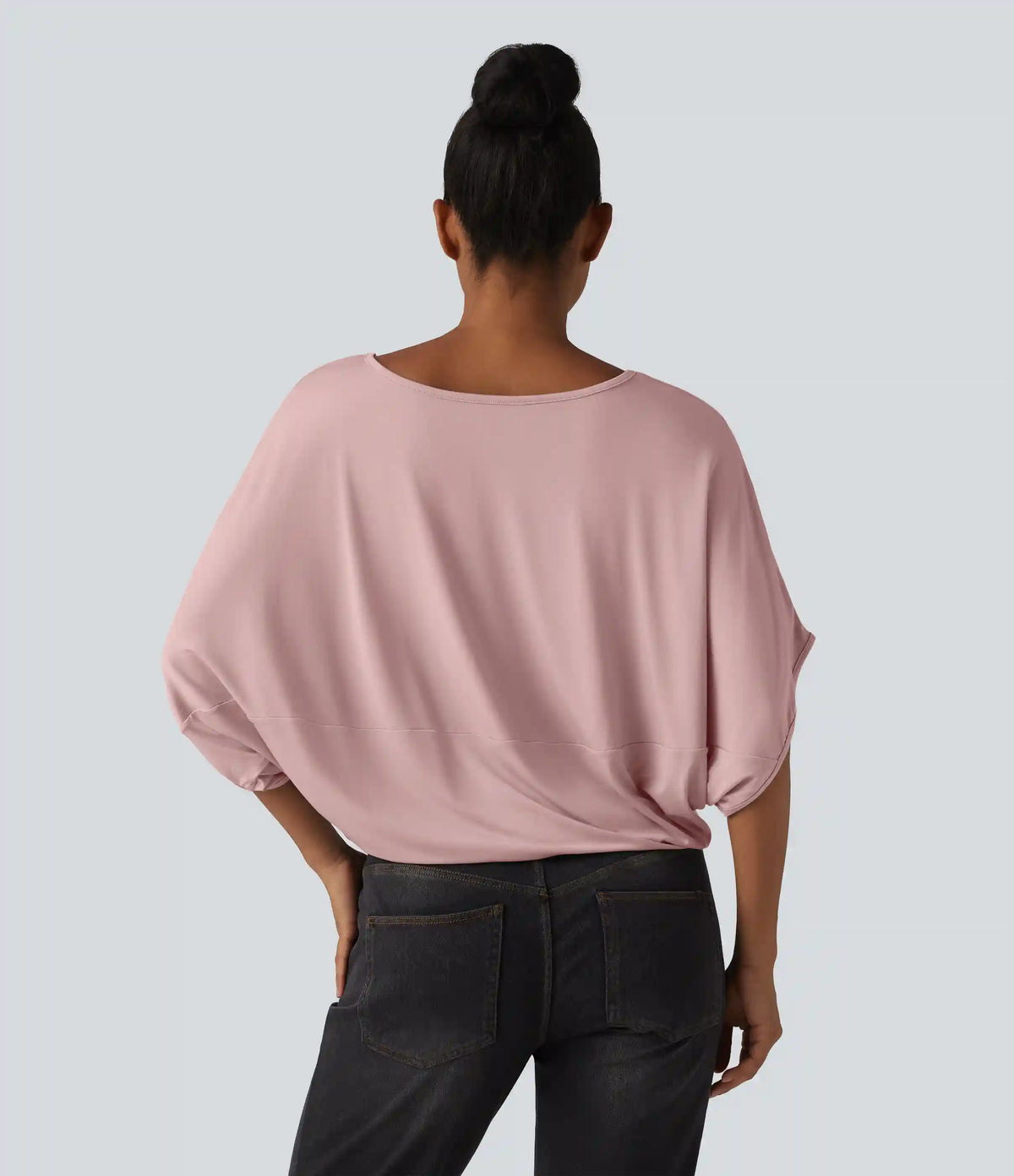 Round Neck Batwing Sleeve Relaxed Casual Top