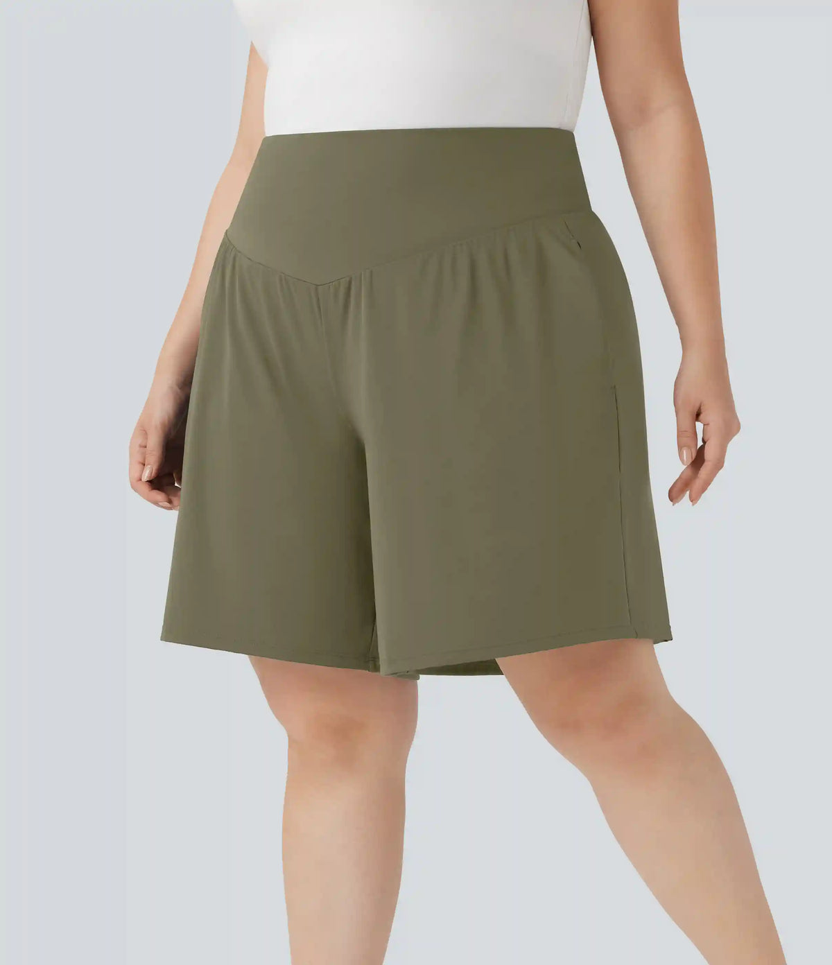 Plus Size SoftlyZero™ Airy High Waisted InstantCool Yoga Bermuda Shorts with Pockets