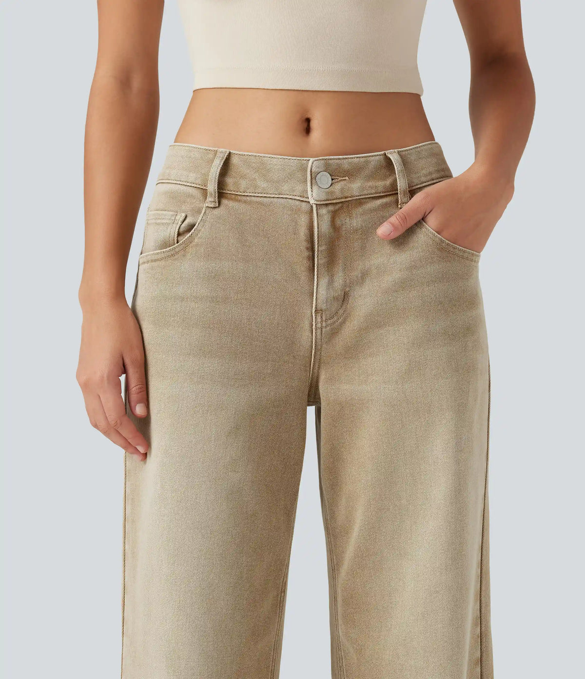Low Rise Wide Leg Colorful Casual Jeans with Pockets