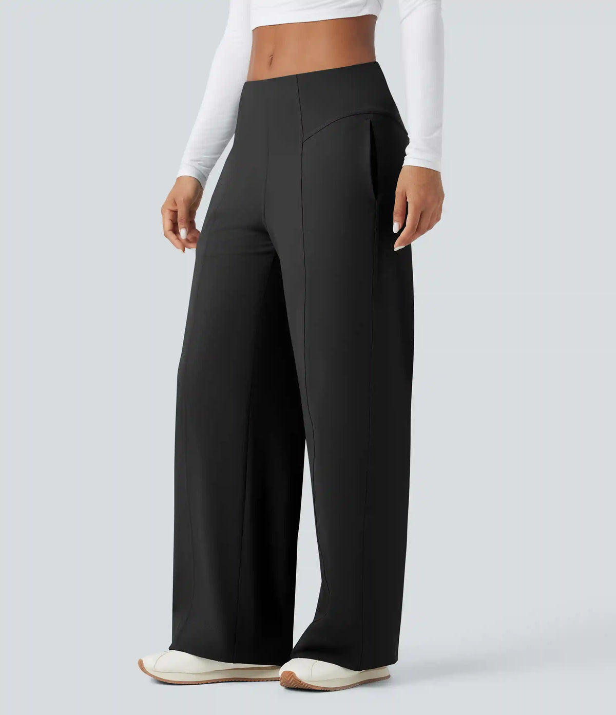 DayStretch Mid Rise Wide Leg Baggy Casual Pants with Pockets