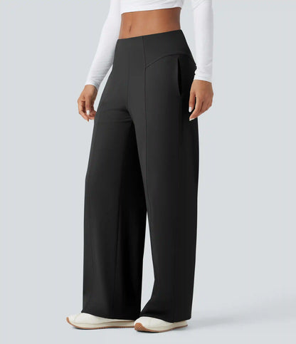 DayStretch Mid Rise Wide Leg Baggy Casual Pants with Pockets