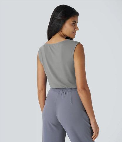 Cowl Neck Sleeveless Work Blouse