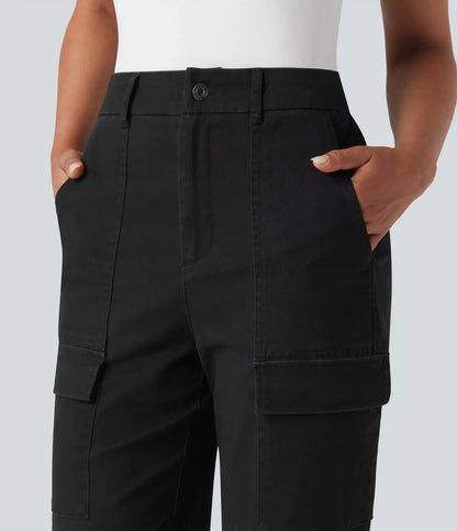 High-waisted Casual Chino Cotton Cargo Joggers with Pockets