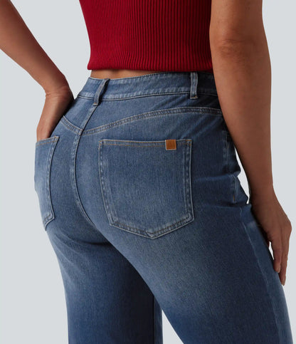 Halara Flex™ Mid Rise Washed Casual Flare Jeans with Pockets