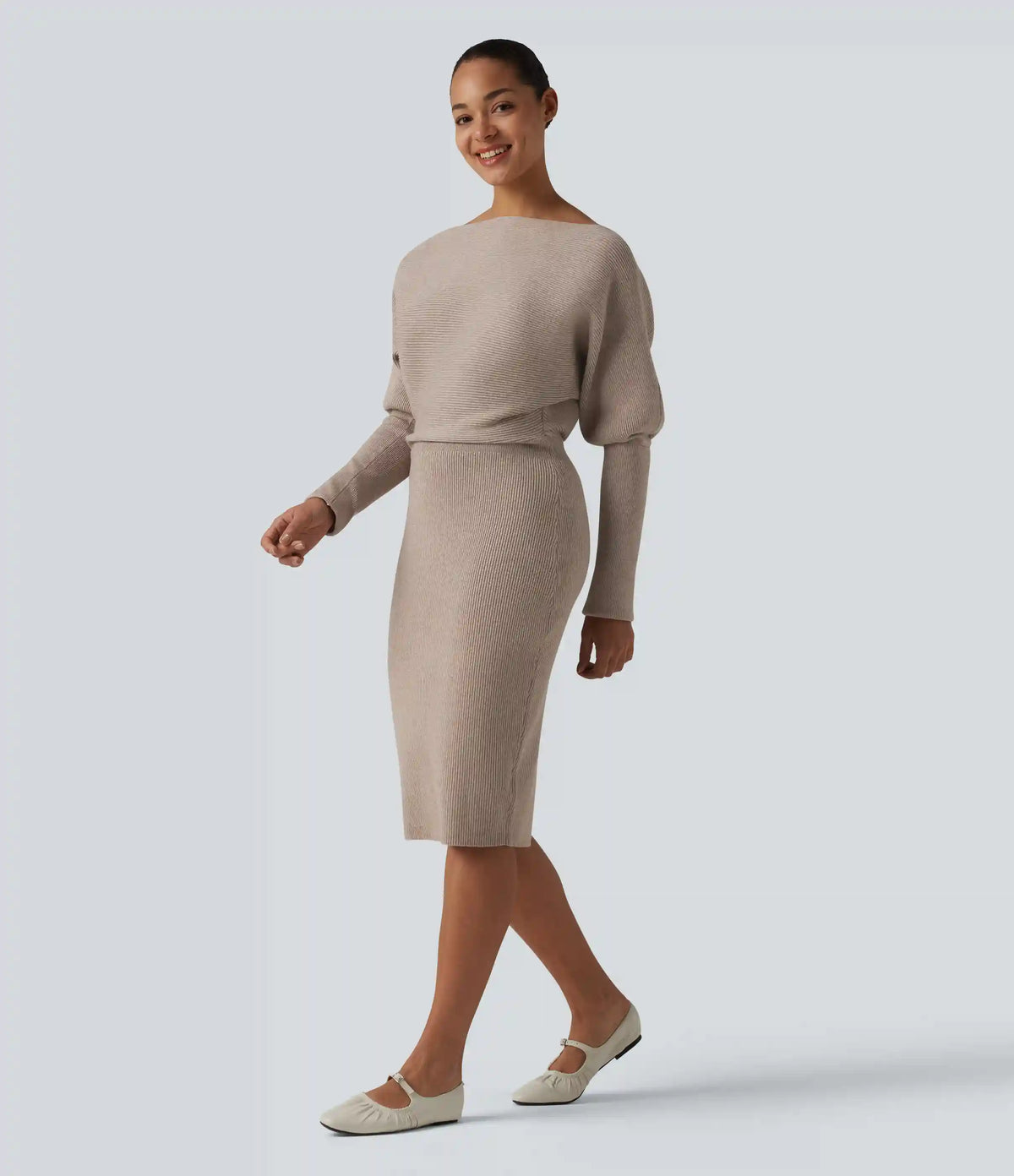 Long Sleeve Midi Casual Sweater Dress