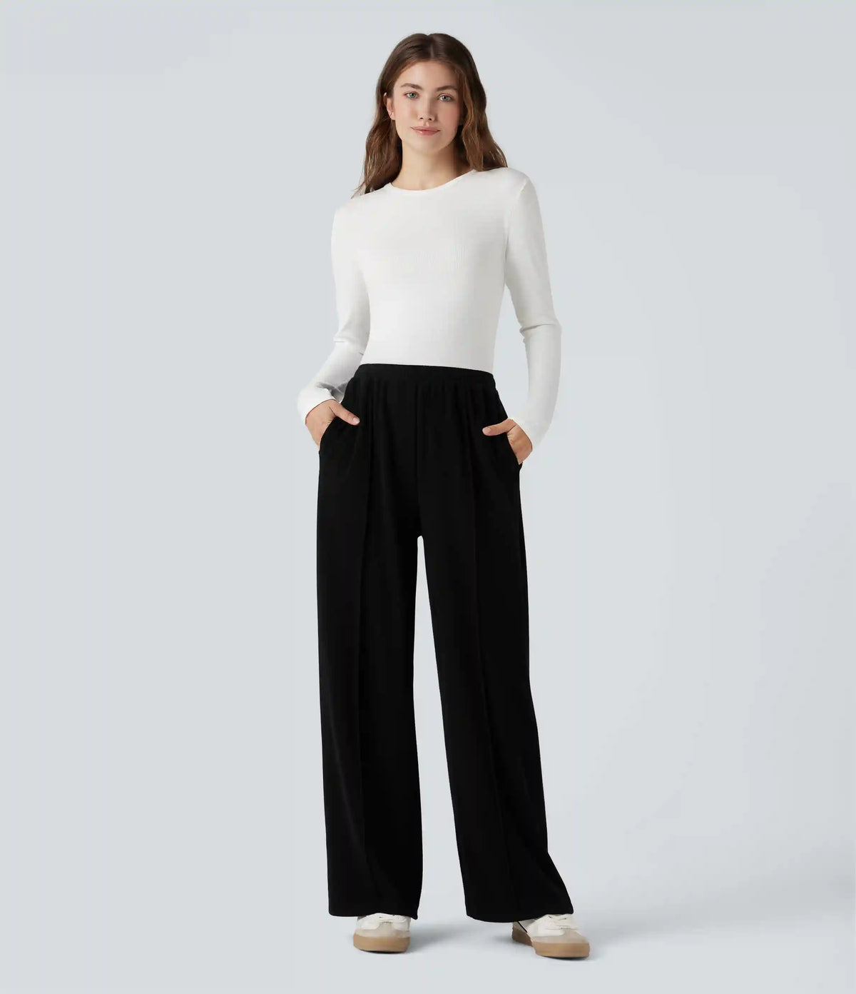 High Waisted Drawstring Thermal Casual Baggy Pants with Pockets